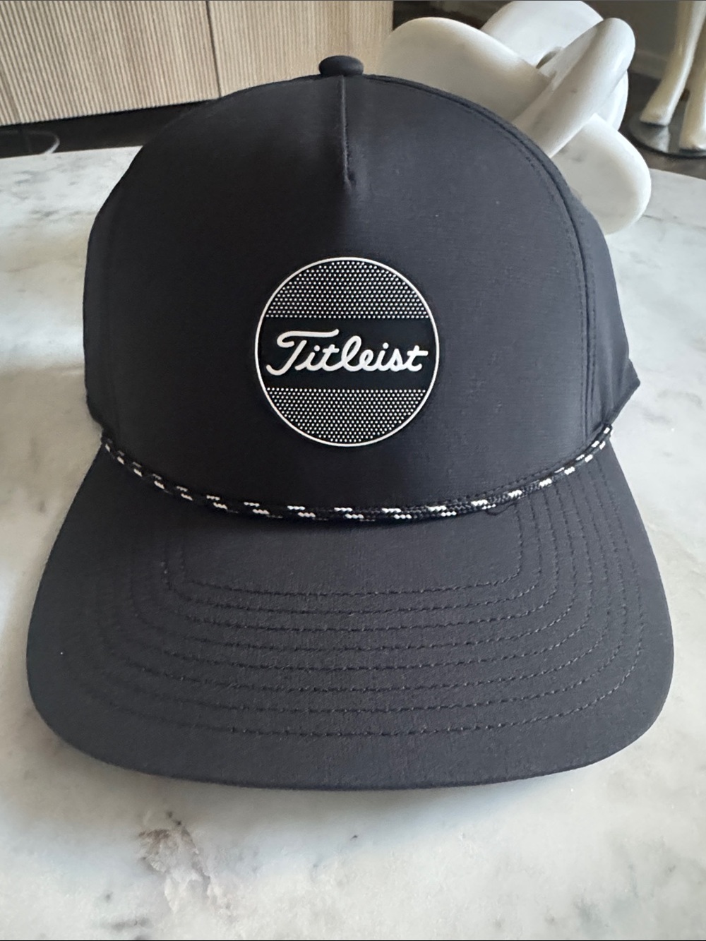 Titleist Black Rope-Trim Golf Hat with Contrast Logo